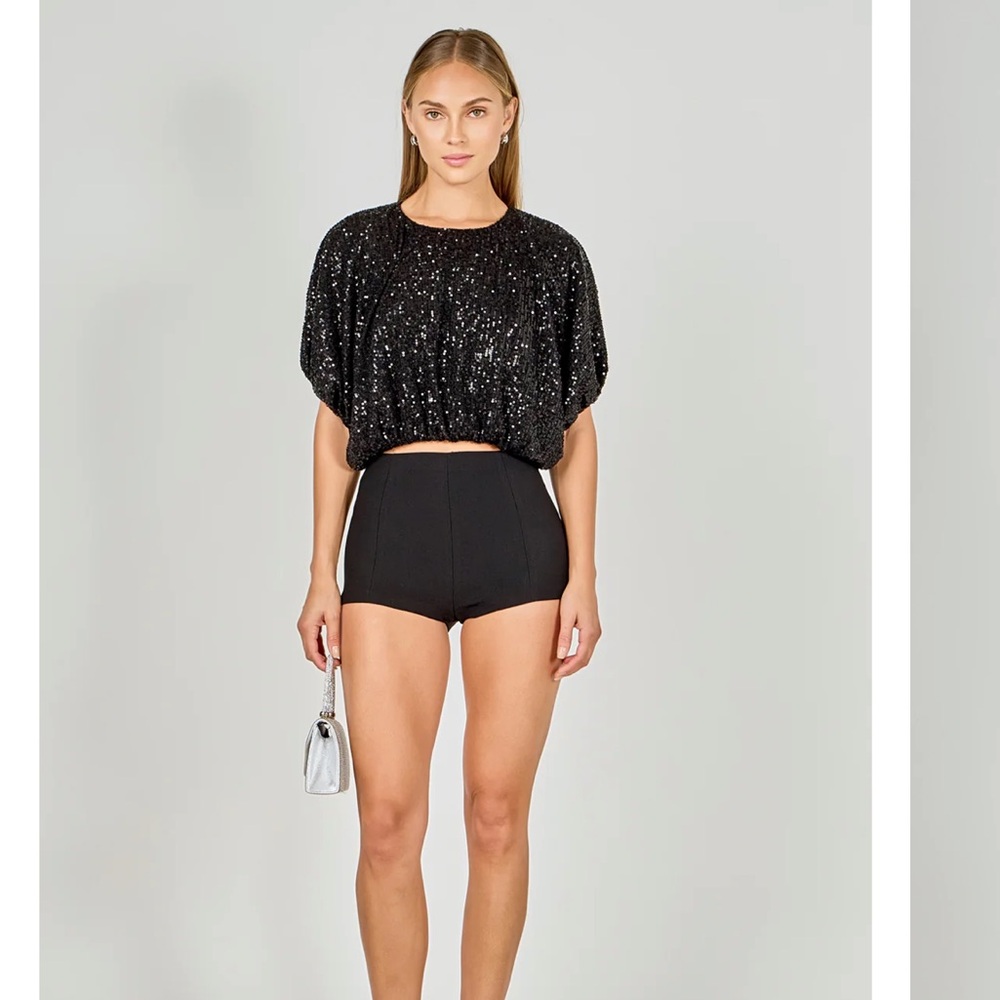 Endless Rose M Black Sequin Blouse